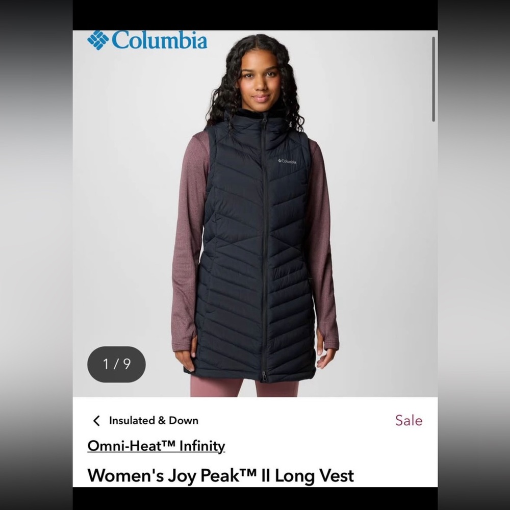 Columbia Long Black Insulated Puffer Vest